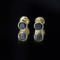 1.6 Carat Created Black Diamond Solitaire Stud Earring in Bezel Setting