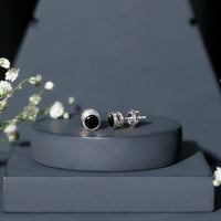1.6 Carat Created Black Diamond Solitaire Stud Earring in Bezel Setting