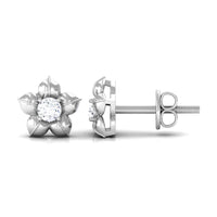 Diamond Flower Petal Stud Earrings in Prong Setting