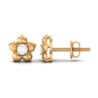 Diamond Flower Petal Stud Earrings in Prong Setting