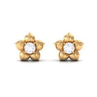 Diamond Flower Petal Stud Earrings in Prong Setting