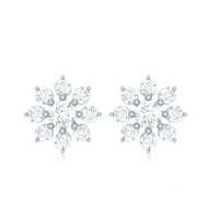 Natural Diamond Flower Stud Earrings for Women