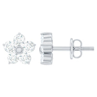 Natural Diamond Flower Stud Earrings