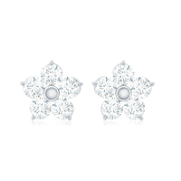 Natural Diamond Flower Stud Earrings