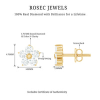 Natural Diamond Flower Stud Earrings