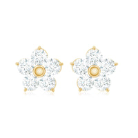 Natural Diamond Flower Stud Earrings