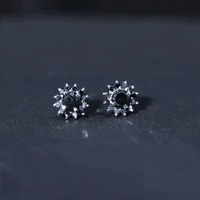 Lab Grown Black Diamond Statement Flower Earrings