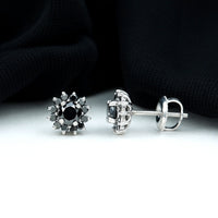 Lab Grown Black Diamond Statement Flower Earrings