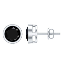 1.6 Carat Bezel Set Lab Created Black Diamond Solitaire Stud Earrings