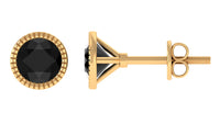 Round Created Black Diamond Solitaire Stud Earrings in Bezel Setting