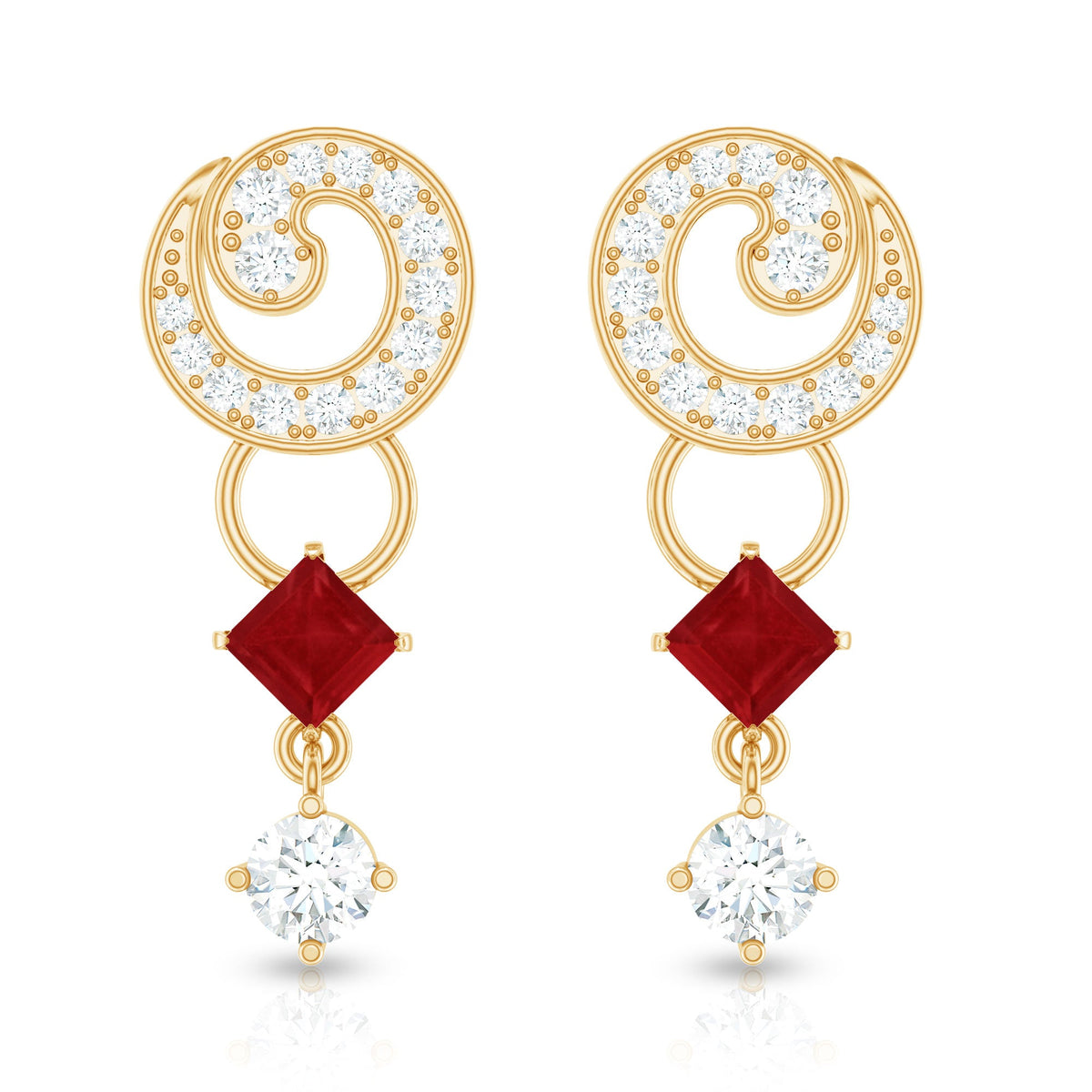 Genuine Ruby and Diamond Bridal Earrings with Certificate