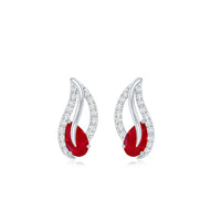 Natural 0.6 carat ruby leaf earrings with diamonds for women, featuring elegant design by Rosec Jewels.