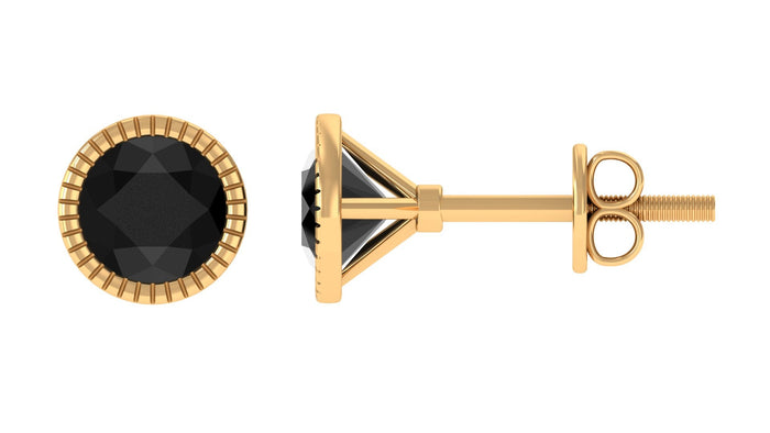 Genuine black onyx solitaire Martini stud earrings by Rosec Jewels featuring sleek, polished black onyx stones in classic earring style.