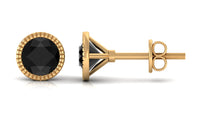 Genuine Black Onyx Solitaire Martini Stud Earrings