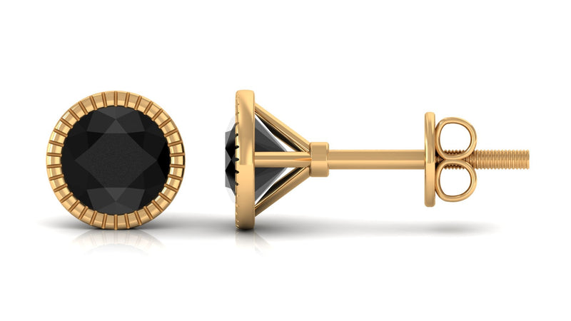 Genuine black onyx solitaire martini stud earrings by Rosec Jewels, featuring polished black onyx gemstones in classic stud design.