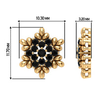 Certified Black Onyx Snowflake Stud Earrings for Women