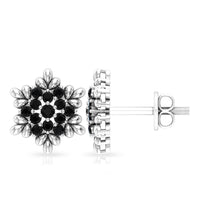 Certified Black Onyx Snowflake Stud Earrings for Women