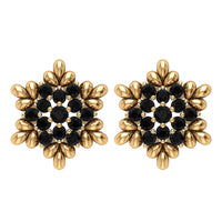 Certified Black Onyx Snowflake Stud Earrings for Women