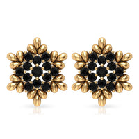 Certified Black Onyx Snowflake Stud Earrings for Women