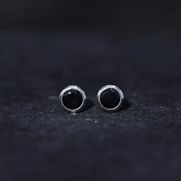 Black Onyx Solitaire Stud Earrings in Bezel Setting