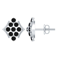Art Deco Inspired Black Onyx Cluster Stud Earrings for Women