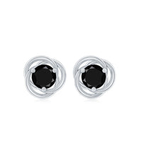 Gold-tone 0.9 carat solitaire black onyx swirl stud earrings by Rosec Jewels featuring elegant black gemstone design.