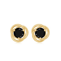 Black onyx swirl stud earrings with 0.9 carat solitaire design by Rosec Jewels, featuring elegant and minimalist jewelry style.