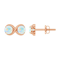 Simple Ethiopian Opal two-stone infinity stud earrings by Rosec Jewels featuring elegant design with vibrant opal gemstones.