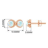Simple Ethiopian Opal two-stone infinity stud earrings by Rosec Jewels featuring sparkling opal stones in a sleek silver setting.
