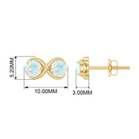Simple Ethiopian opal two-stone infinity stud earrings by Rosec Jewels featuring sparkling opals and sleek silver setting.