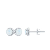 Rosec Jewels 1.50 CT moonstone infinity stud earrings featuring two simple moonstones on sterling silver studs.