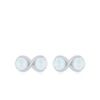 Rosec Jewels 1.50 CT moonstone two-stone infinity stud earrings with simple design and silver setting.
