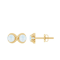 Rosec Jewels 1.50 CT moonstone two-stone infinity stud earrings featuring simple, elegant design with sparkling moonstones.