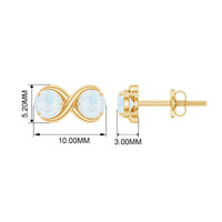 Rosec Jewels 1.50 CT moonstone two-stone infinity stud earrings featuring simple, elegant design and sterling silver setting.