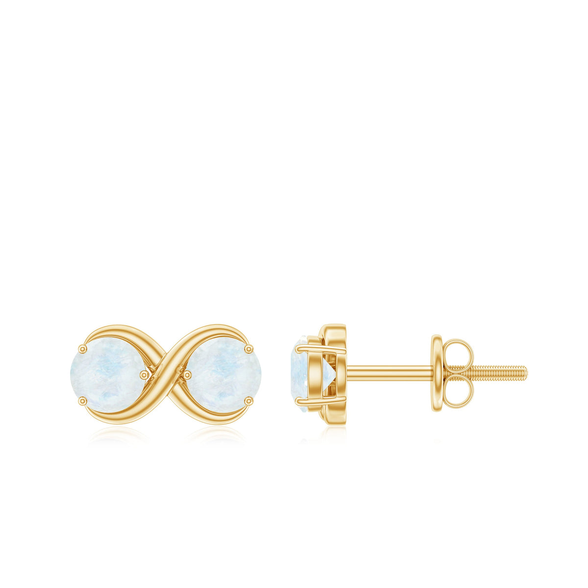 Rosec Jewels 1.50 CT moonstone infinity stud earrings featuring two simple moonstones in a classic earring design.