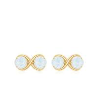 Rosec Jewels 1.50 CT moonstone two-stone infinity stud earrings featuring simple, elegant design with sparkling gemstones.