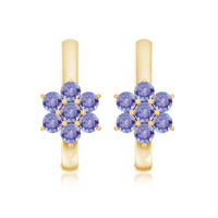 Round Shape Tanzanite Flower Hoop Earrings