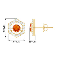 Minimal fire opal and diamond geometric stud earrings by Rosec Jewels featuring 0.75 carats in a stylish design.