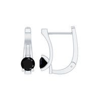 Natural Black Onyx J Hoop Earrings with Latch Back
