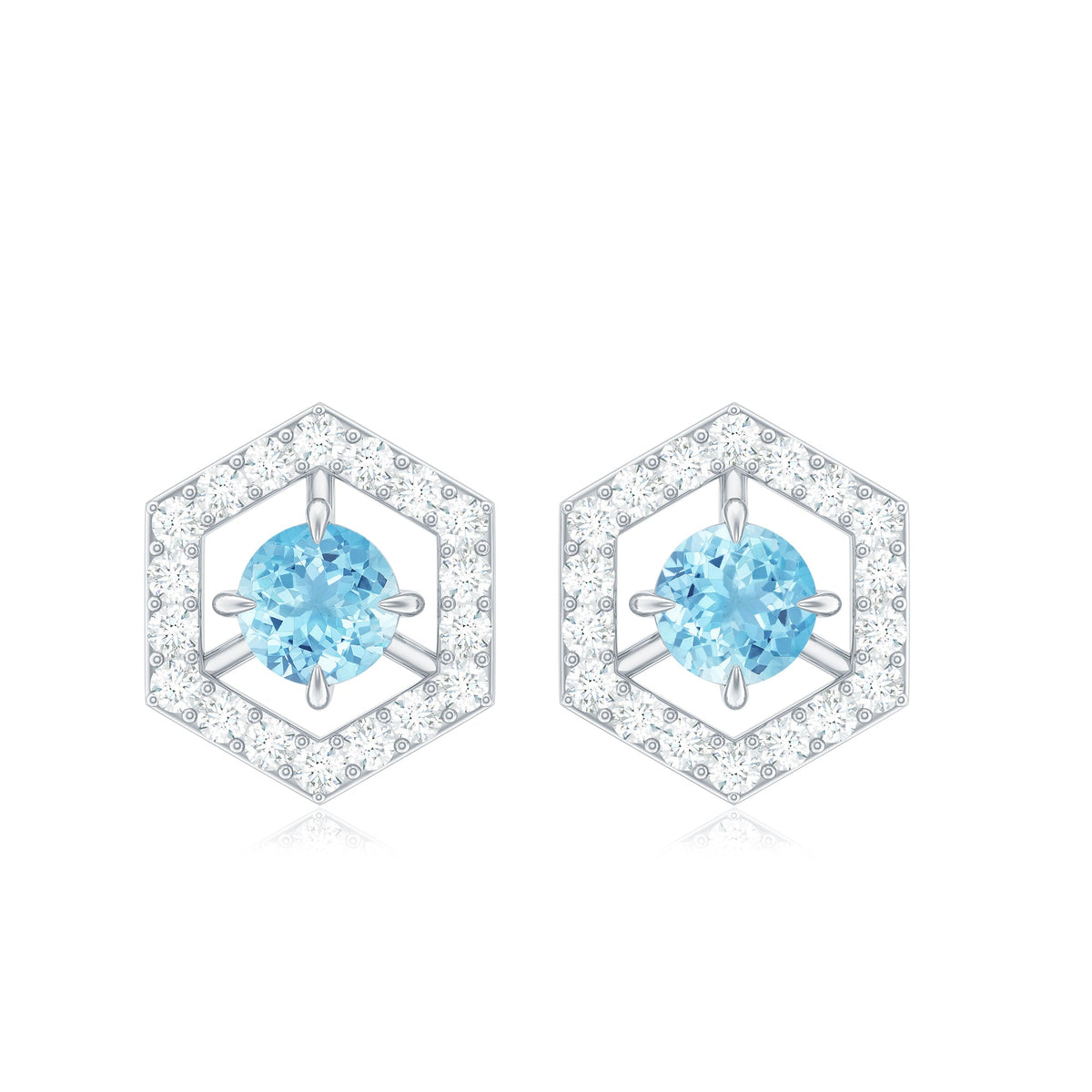 Natural aquamarine and diamond earrings by Rosec Jewels, showcasing elegant gemstone design and sparkling accents.