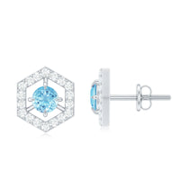 Natural aquamarine earrings with diamond accents from Rosec Jewels, showcasing elegant, everyday jewelry design.