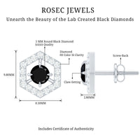Lab Created Black Diamond and Diamond Geometric Stud Earrings