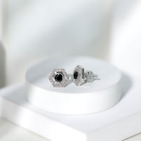 Lab Created Black Diamond and Diamond Geometric Stud Earrings