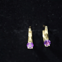 Solitaire Amethyst J Hoop Earrings for Women
