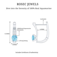 Natural Aquamarine J Hoop Earrings with Certificate