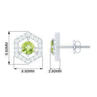 Minimal 0.75 CT peridot and diamond geometric stud earrings by Rosec Jewels featuring elegant gemstone and sparkle design.