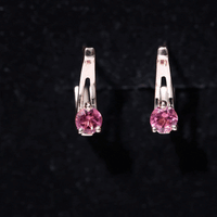 Natural Pink Tourmaline J Hoop Earrings