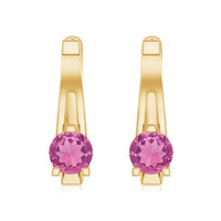 Natural Pink Tourmaline J Hoop Earrings