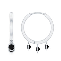 Genuine Black Onyx Hinged Hoop Drop Earrings