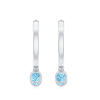 Genuine Aquamarine Hoop Earring in Bezel Setting